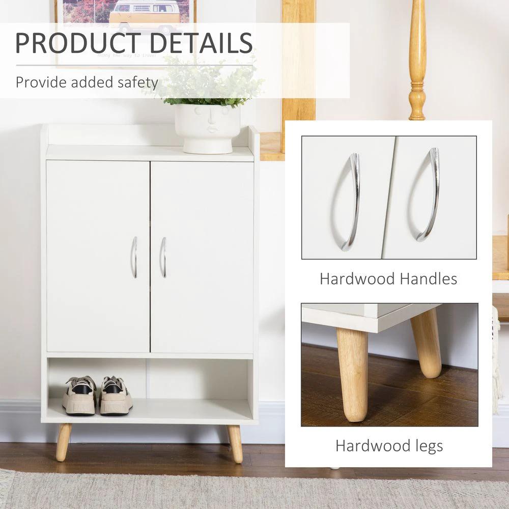 HOMCOM Modern Shoe Cabinet Storage Organizer w/ Doors and Shelves for Entryway - Uncategorized Shoe Storage