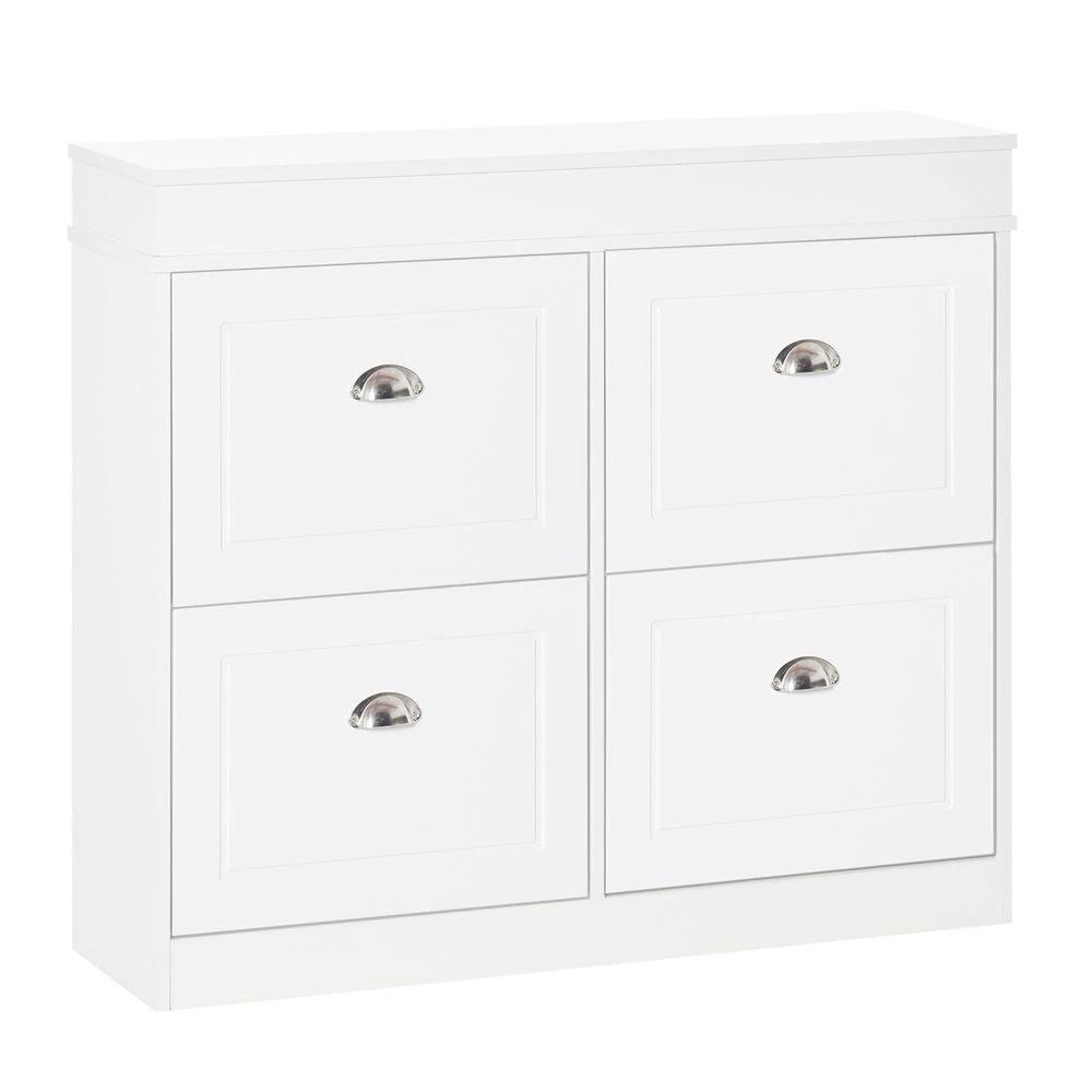 HOMCOM Shoe Cabinet with 4 Flip Drawers Storage Cupboard with Adjustable Shelf HOMCOM - Uncategorized Shoe Storage
