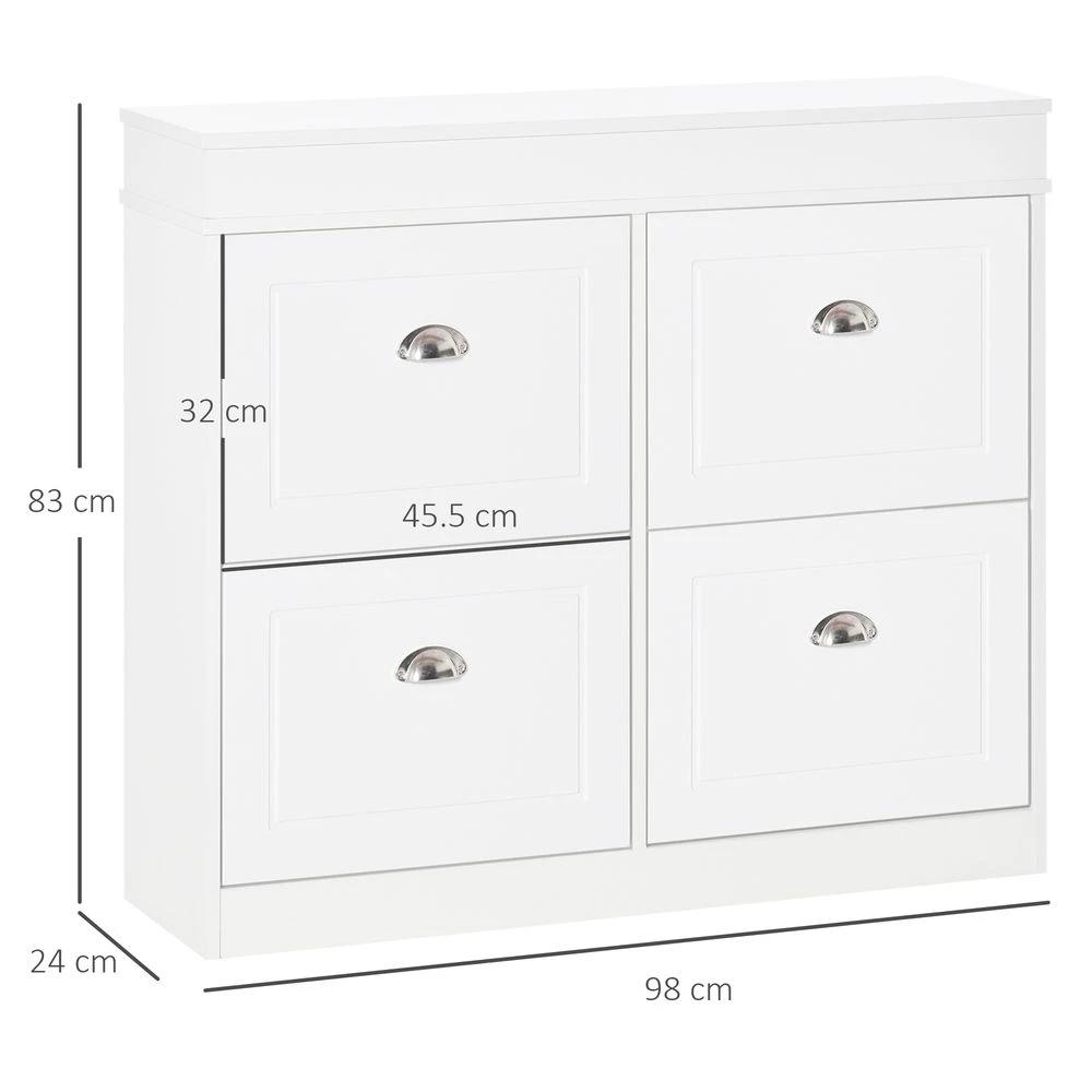 HOMCOM Shoe Cabinet with 4 Flip Drawers Storage Cupboard with Adjustable Shelf HOMCOM - Uncategorized Shoe Storage