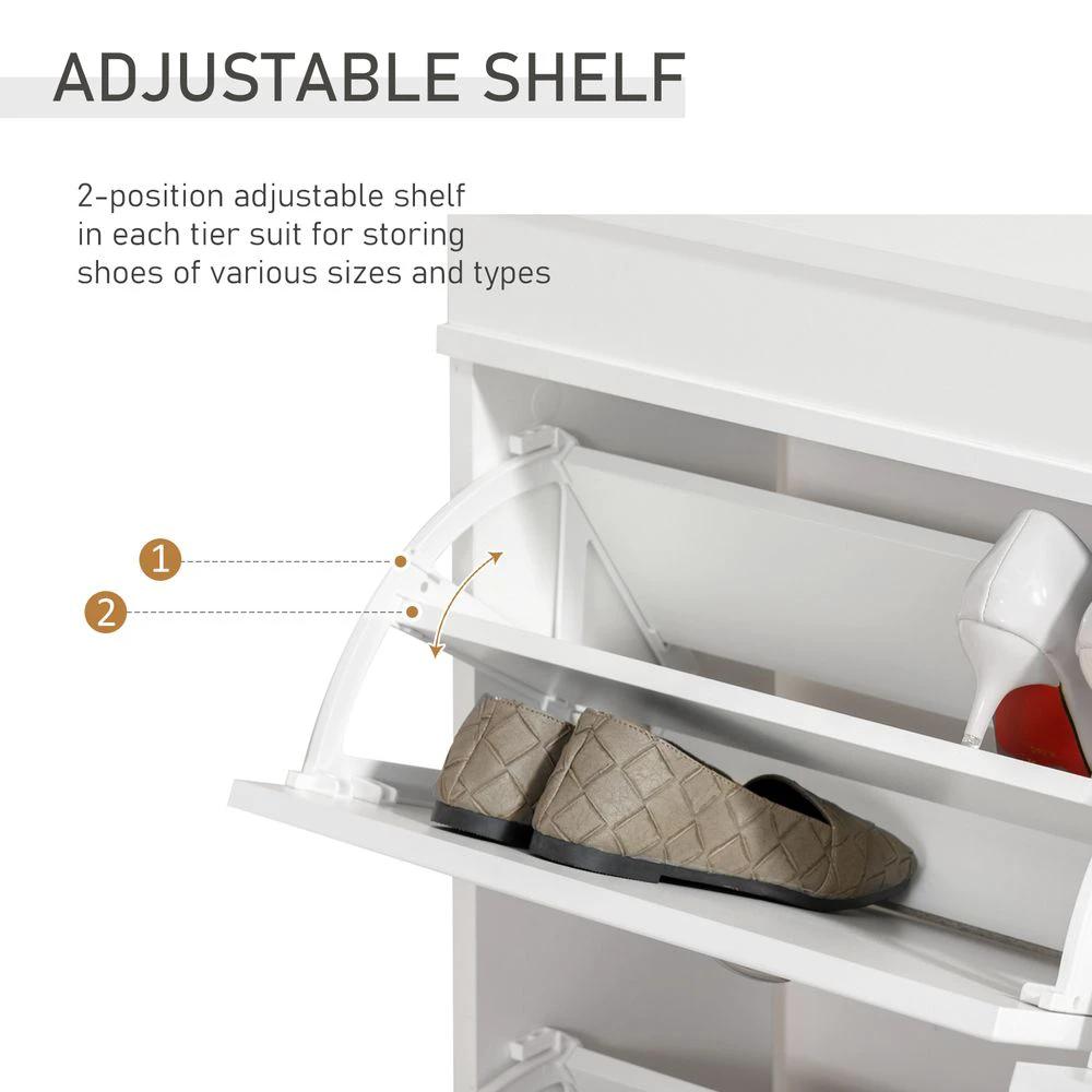 HOMCOM Shoe Cabinet with 4 Flip Drawers Storage Cupboard with Adjustable Shelf HOMCOM - Uncategorized Shoe Storage