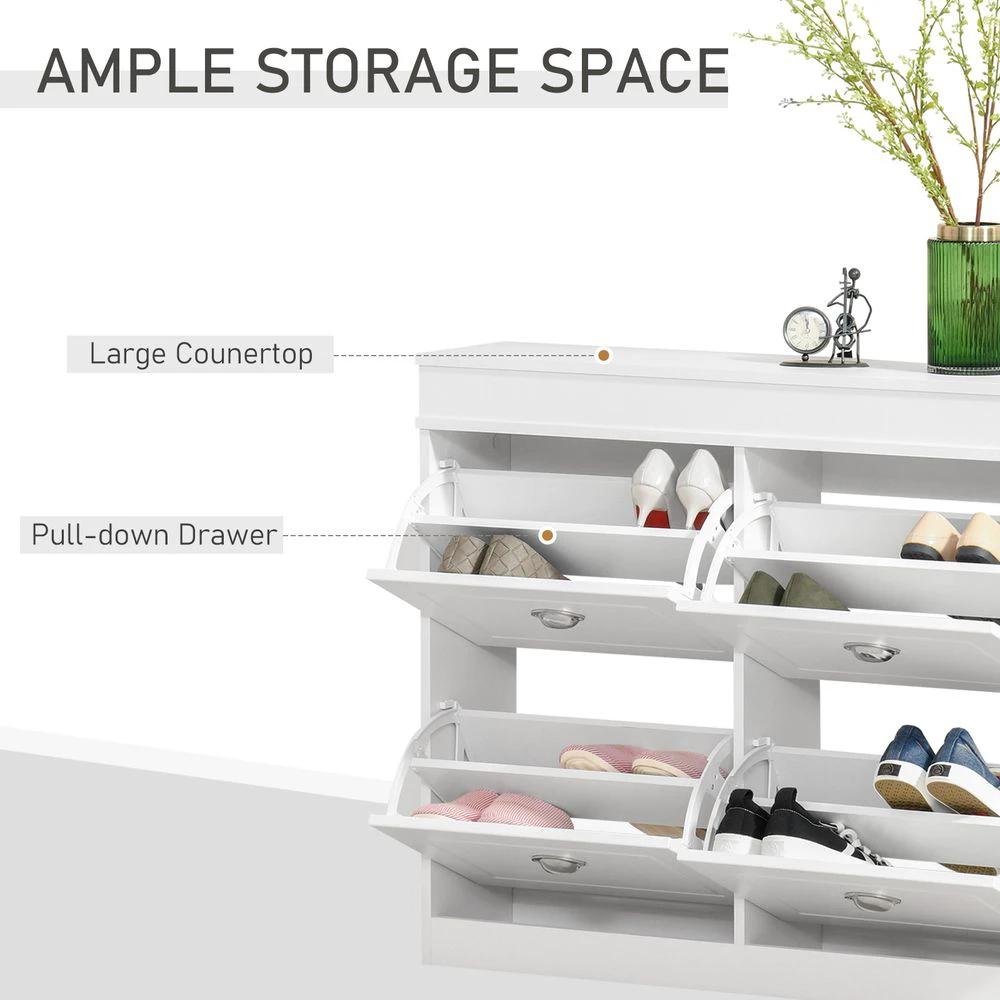 HOMCOM Shoe Cabinet with 4 Flip Drawers Storage Cupboard with Adjustable Shelf HOMCOM - Uncategorized Shoe Storage