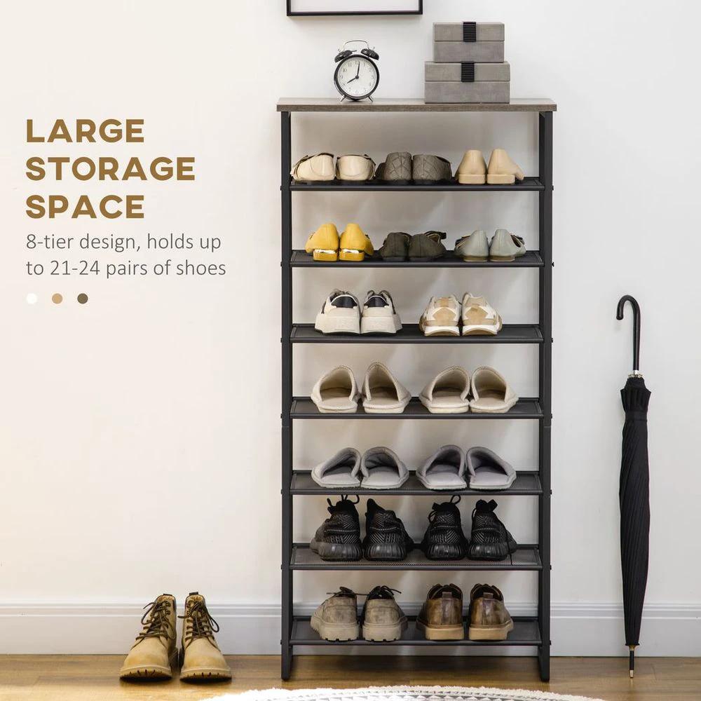 HOMCOM Shoe Rack, 8-tier Shoe Storage Shelf for 21-24 Pair Shoes for Entryway - Uncategorized Shoe Storage