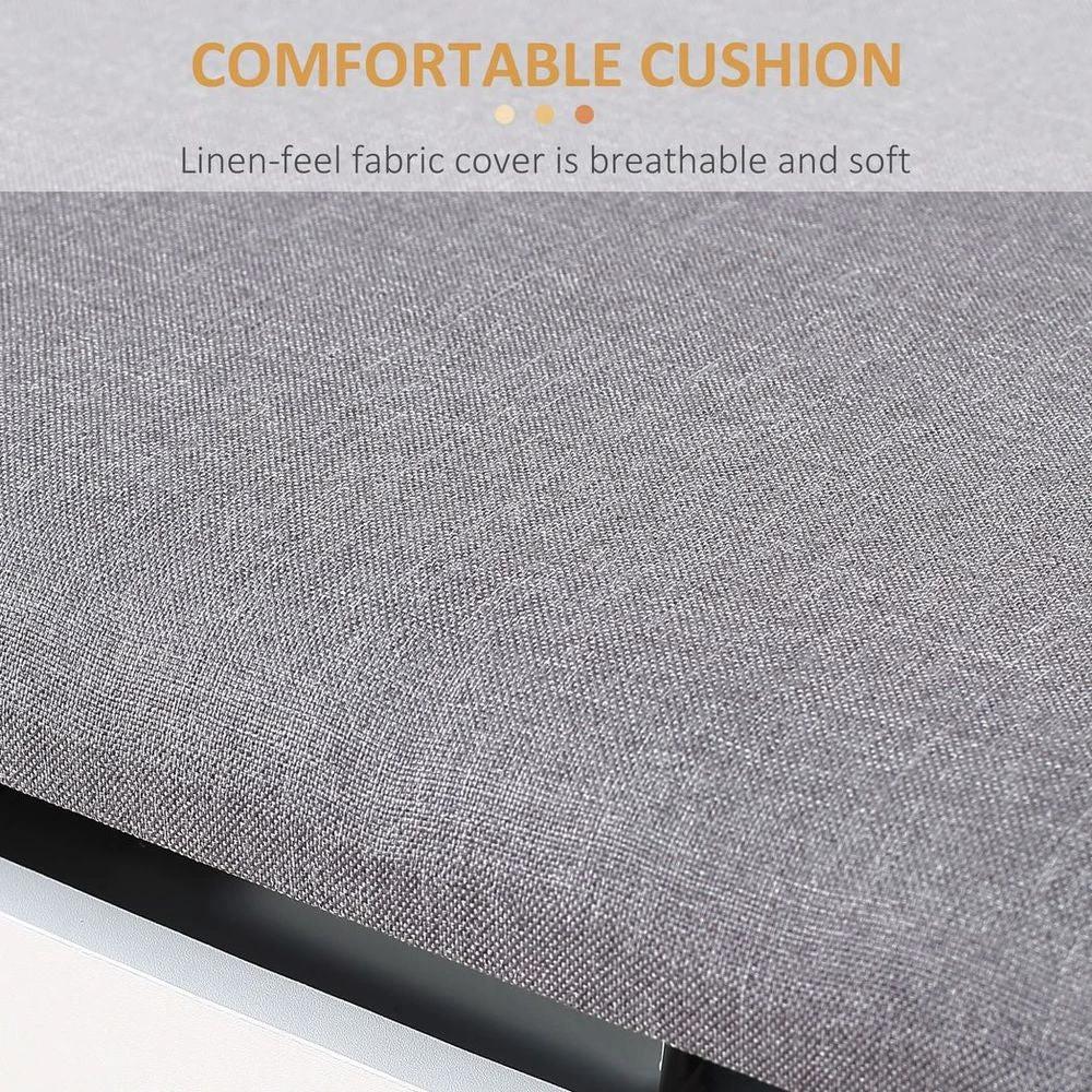Shoe Storage Bench w/ Cabinet Adjustable Shelf and Cushion for Entryway Grey by HOMCOM