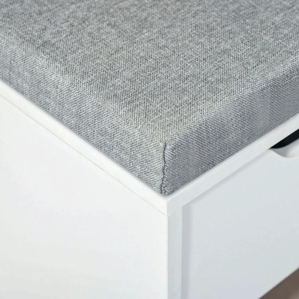 Shoe Storage Cabinet Bench w/ Cushion Adjustable Shelves White and Grey by HOMCOM
