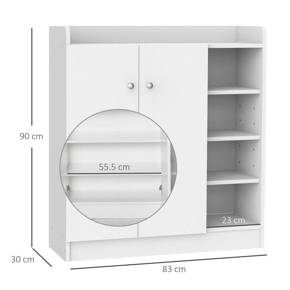 Shoe Storage Cabinet Home 2 Doors w/Adjustable 4 Shelves White by HOMCOM