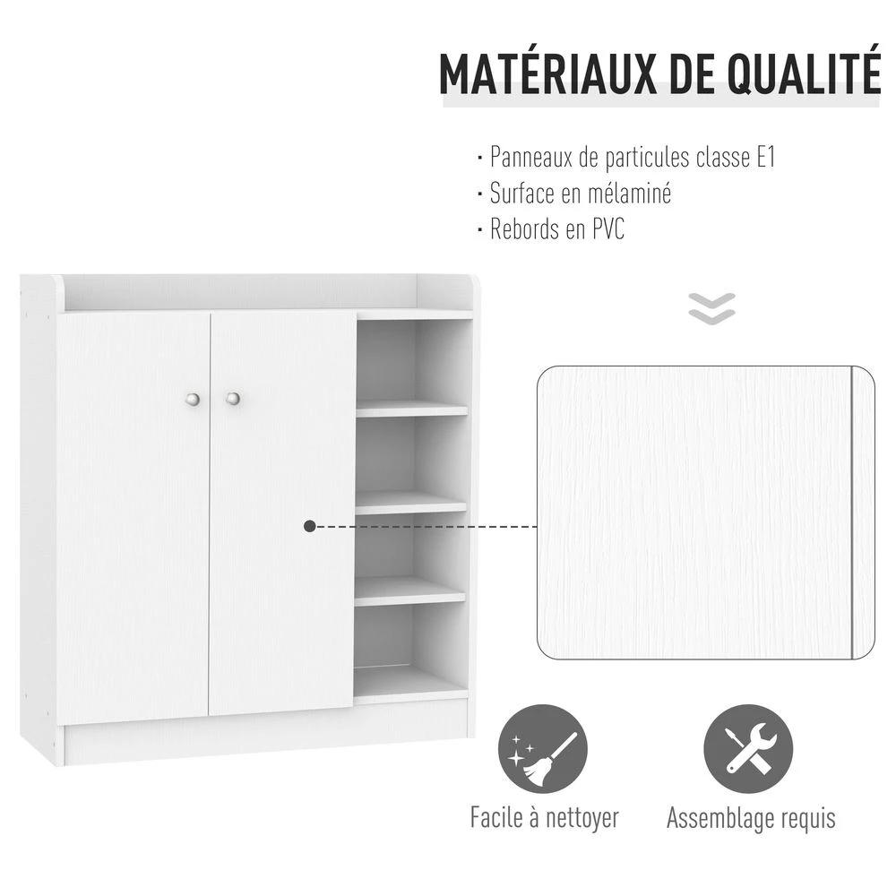 Shoe Storage Cabinet Home 2 Doors w/Adjustable 4 Shelves White by HOMCOM