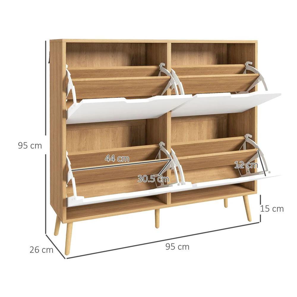 Shoe Storage Cabinet with 4 Flip Drawers for 16 Pairs of Shoes, Natural by HOMCOM