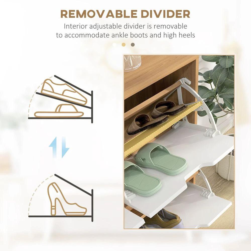 Shoe Storage Cabinet with 4 Flip Drawers for 16 Pairs of Shoes, Natural by HOMCOM
