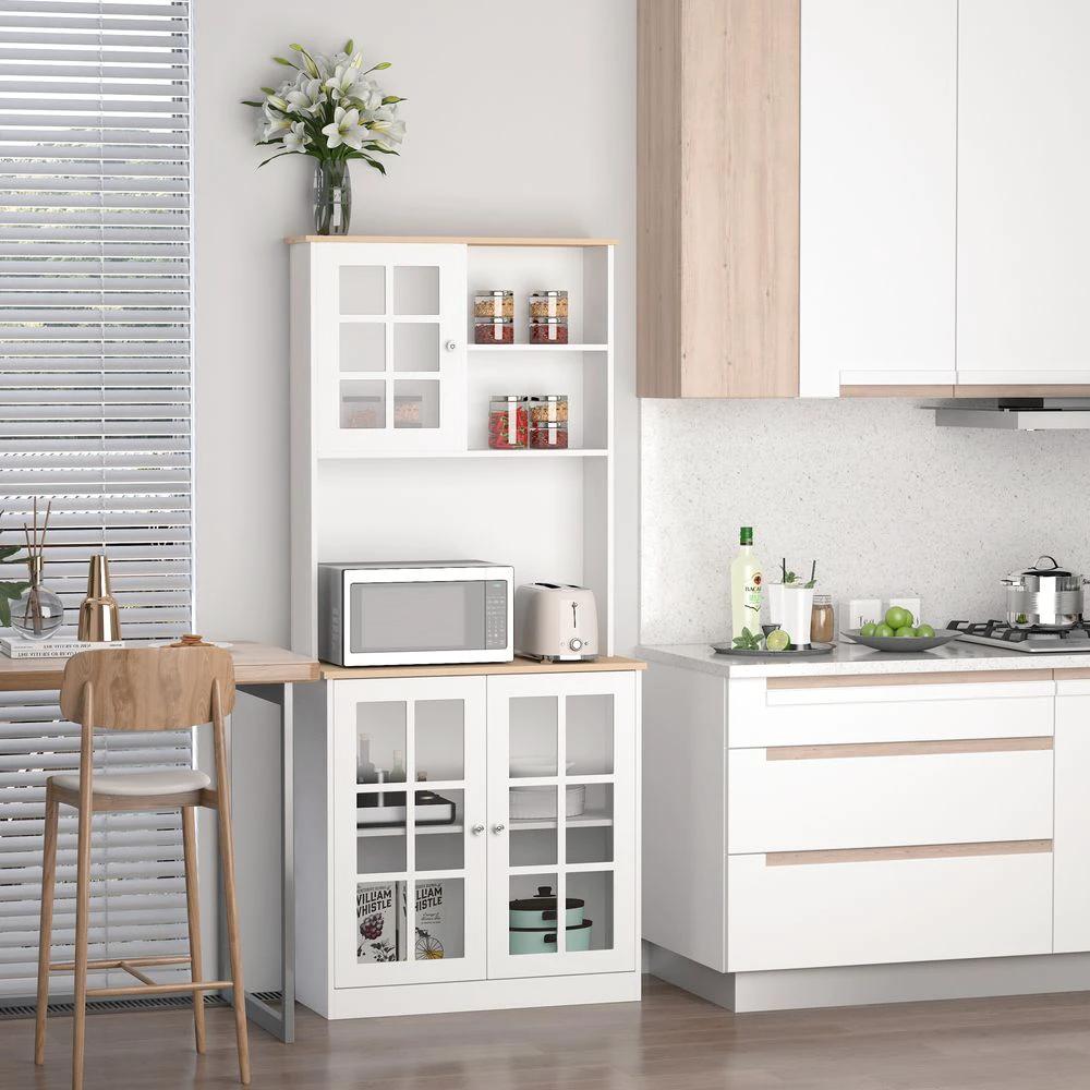 183cm Sideboard Grid Glass Doors Shelves Kitchen Homcom 72" Solid w/Glass Door by HOMCOM