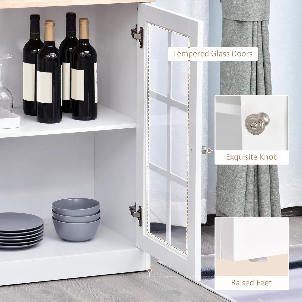 183cm Sideboard Grid Glass Doors Shelves Kitchen Homcom 72" Solid w/Glass Door by HOMCOM