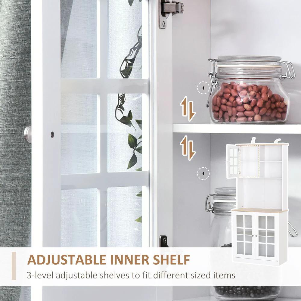 183cm Sideboard Grid Glass Doors Shelves Kitchen Homcom 72" Solid w/Glass Door by HOMCOM