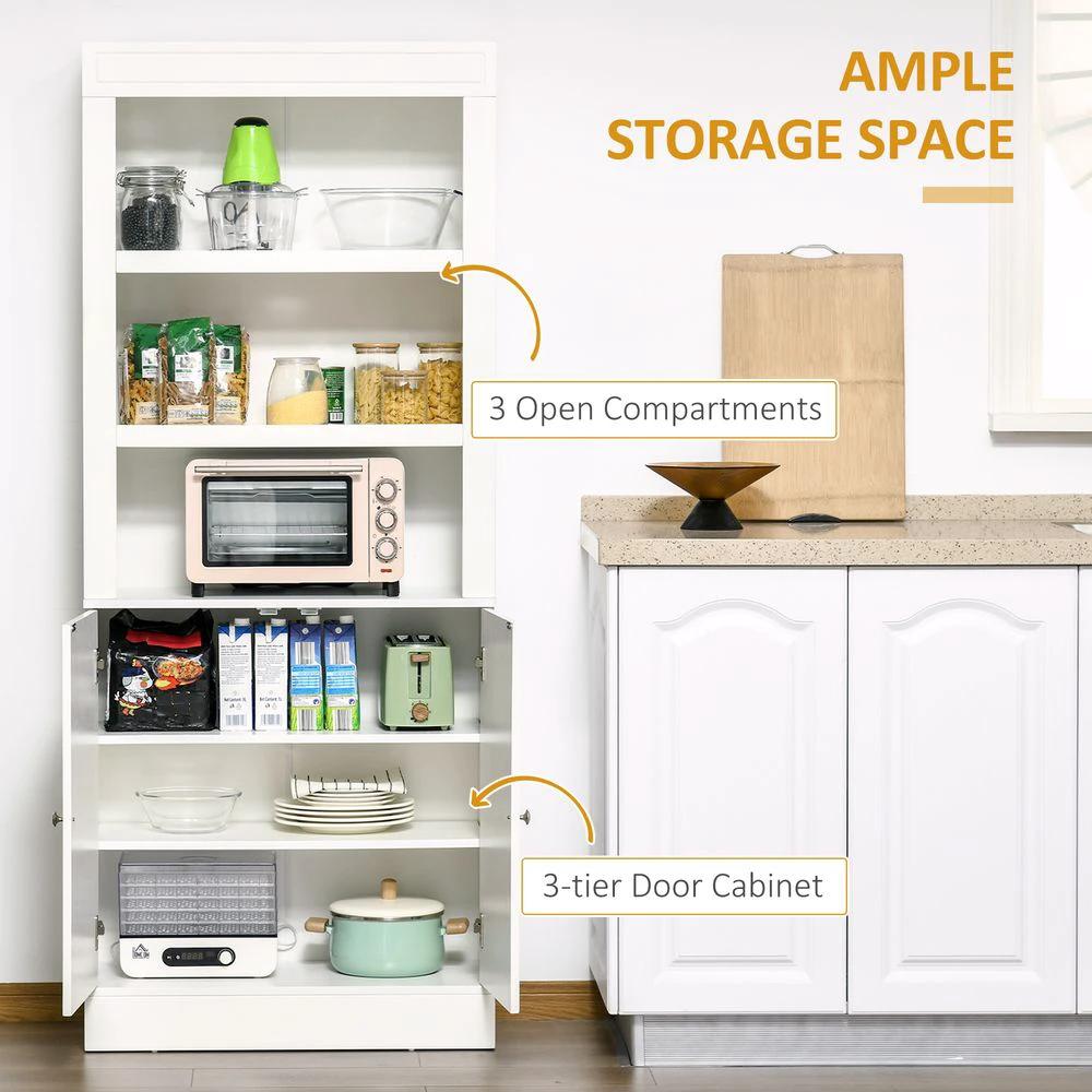 Kitchen Cupboard with 6-tier Shelving, Sideboard Double-door , White by HOMCOM