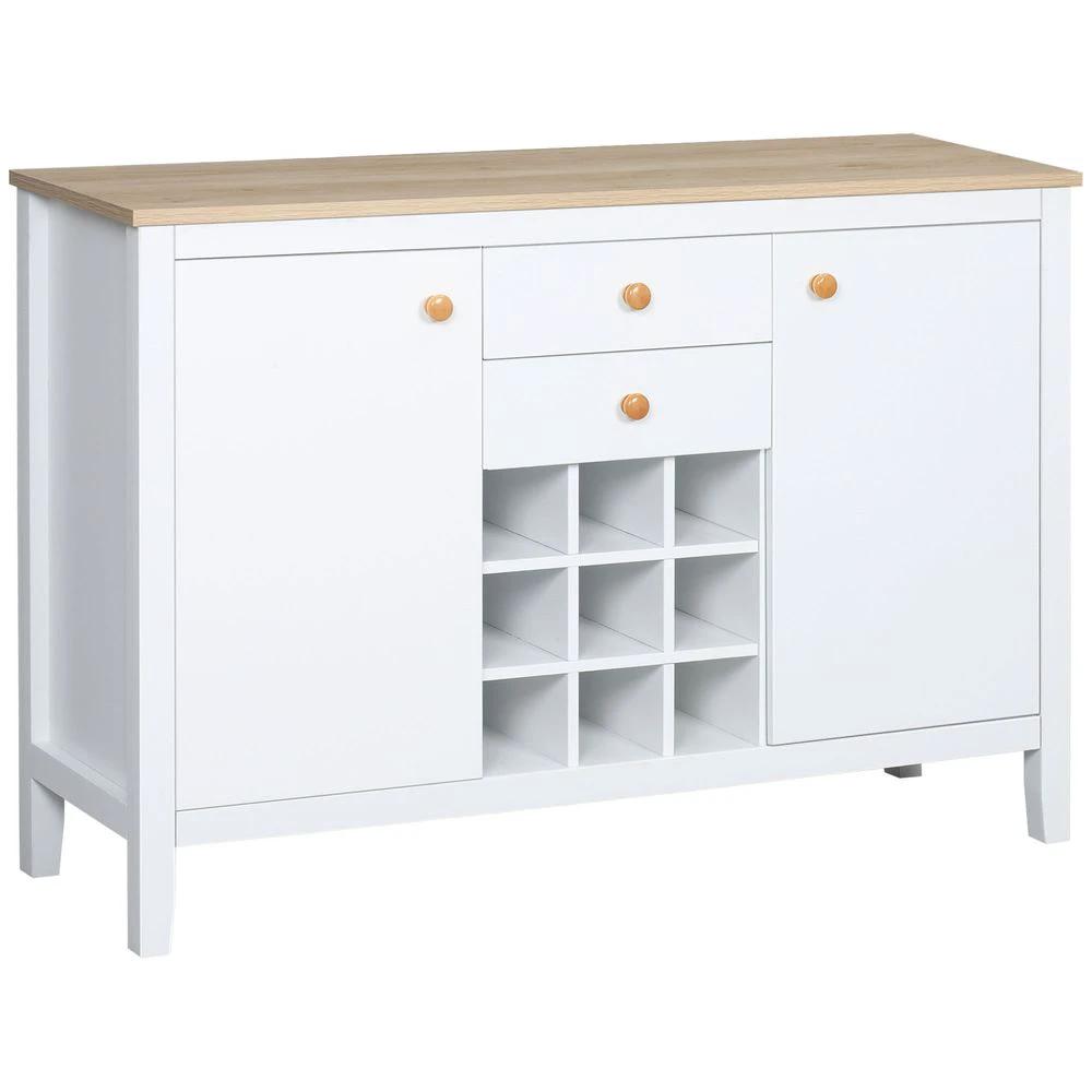 Kitchen Sideboard with 9-bottle Wine Rack, Drawer, Buffet Natural by HOMCOM