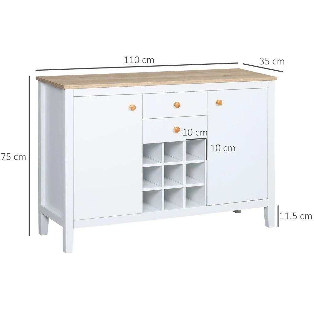 Kitchen Sideboard with 9-bottle Wine Rack, Drawer, Buffet Natural by HOMCOM