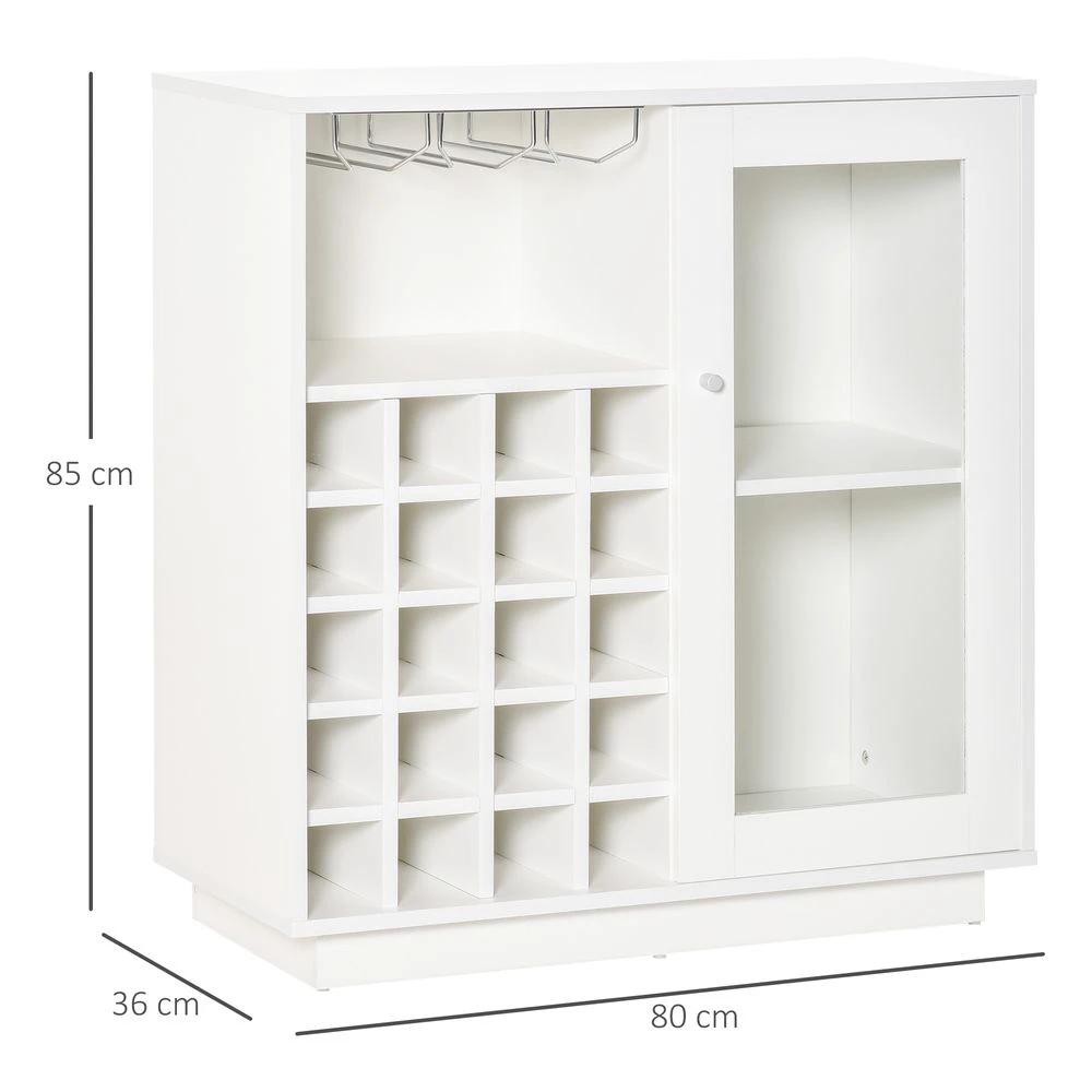 Modern Sideboard Wine Cabinet Cupboard with Glass Door Glass Holder by HOMCOM