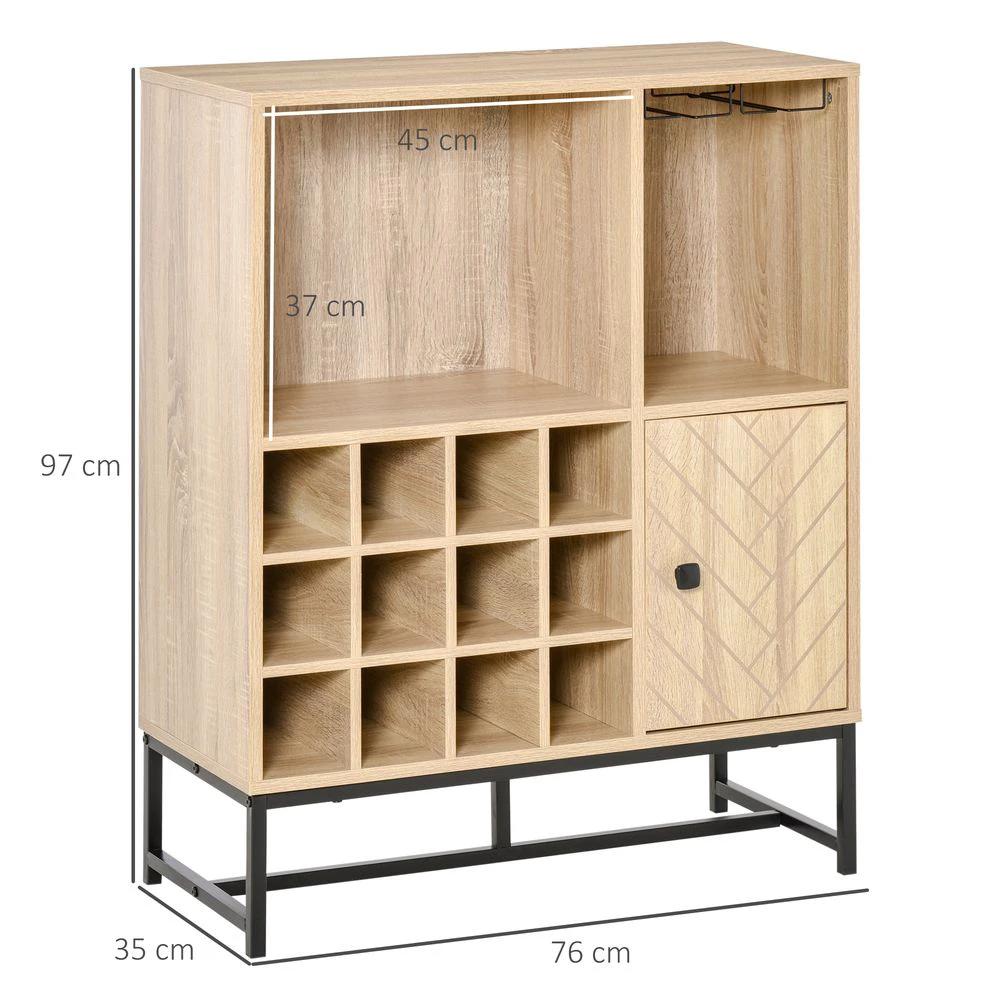 Wine Cabinet for 12 Bottles, Sideboard with Glass Holders, Brown Holders by HOMCOM