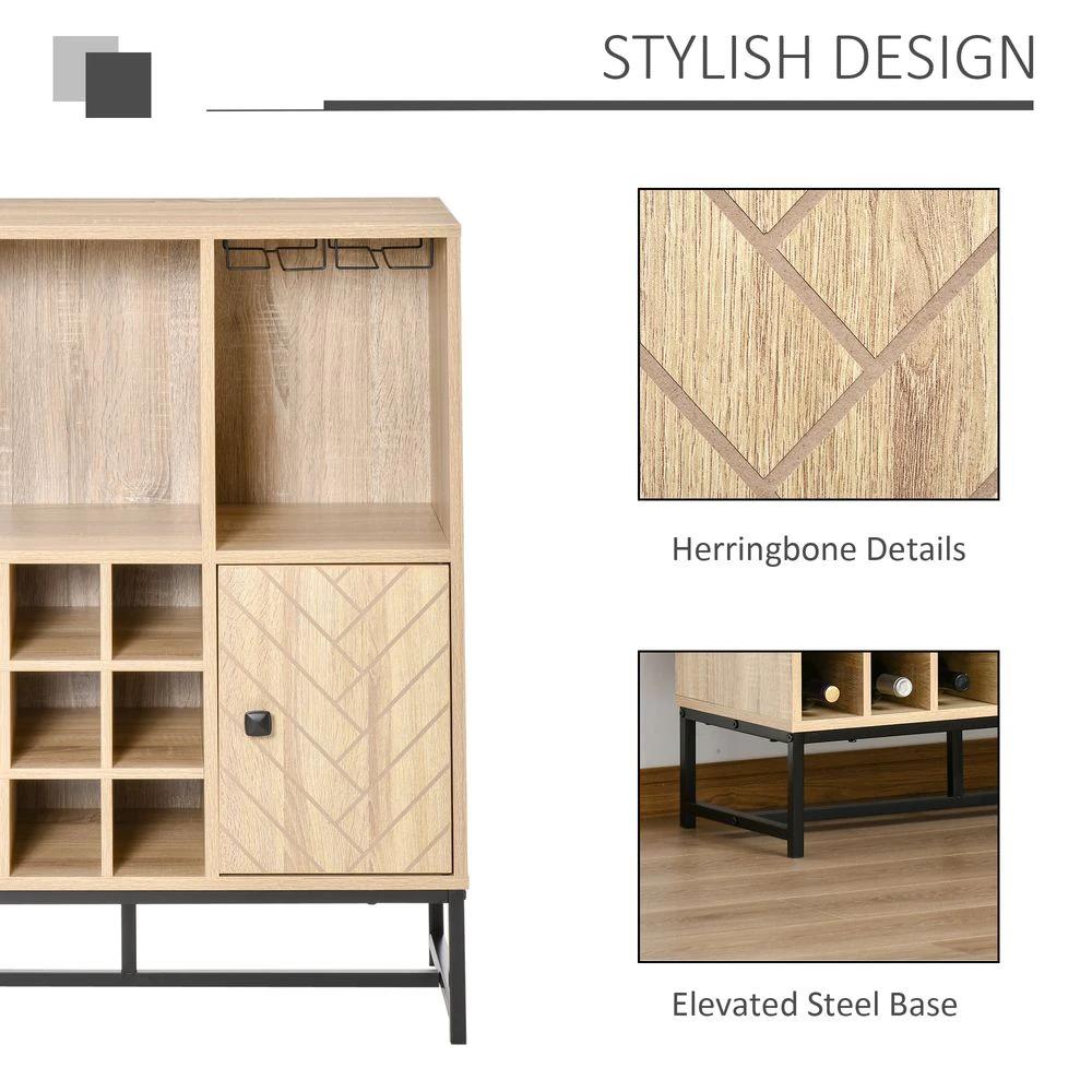 Wine Cabinet for 12 Bottles, Sideboard with Glass Holders, Brown Holders by HOMCOM