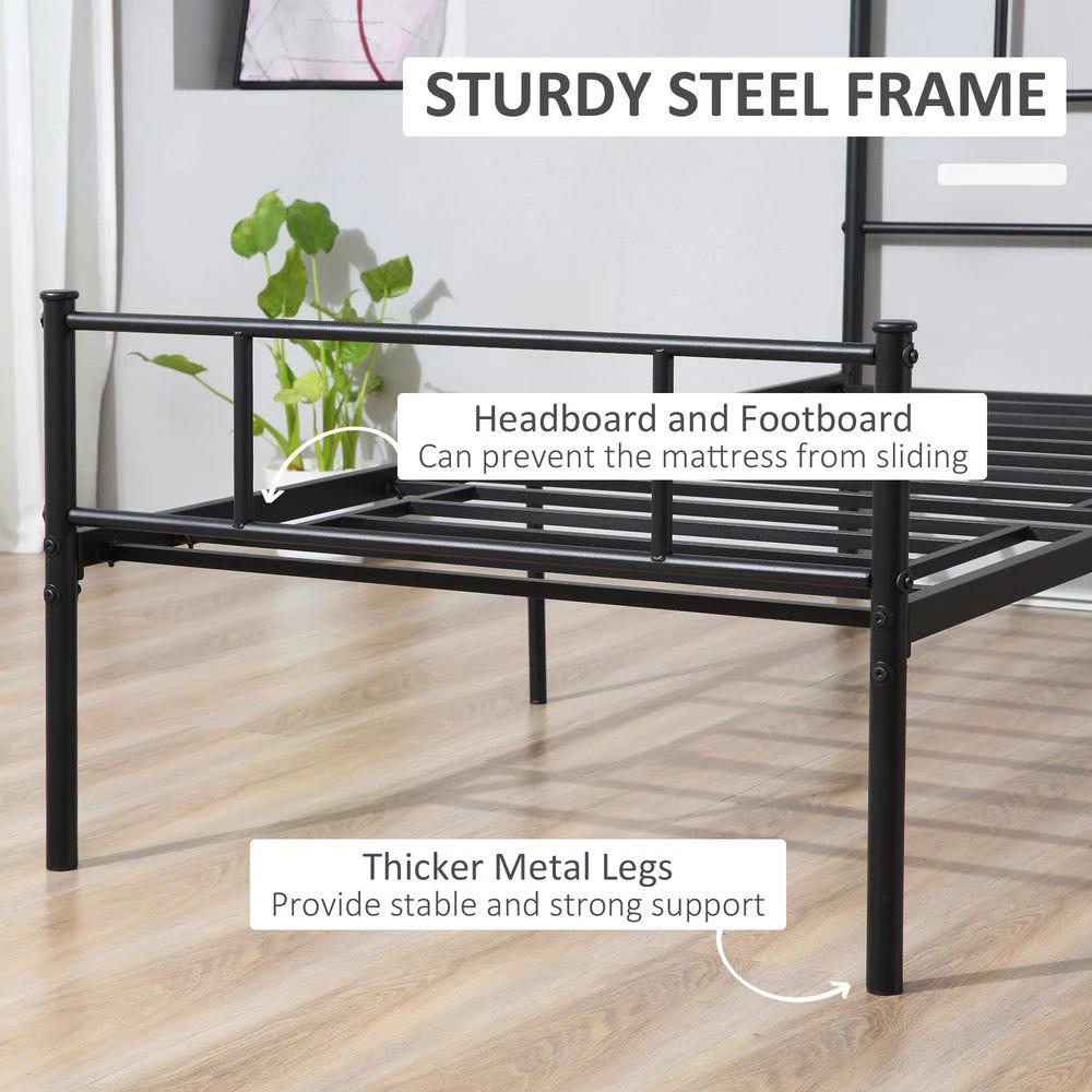 HOMCOM Single Metal Bed Frame Headboard and Footboard, Underbed Storage Space - Uncategorized Single Bed