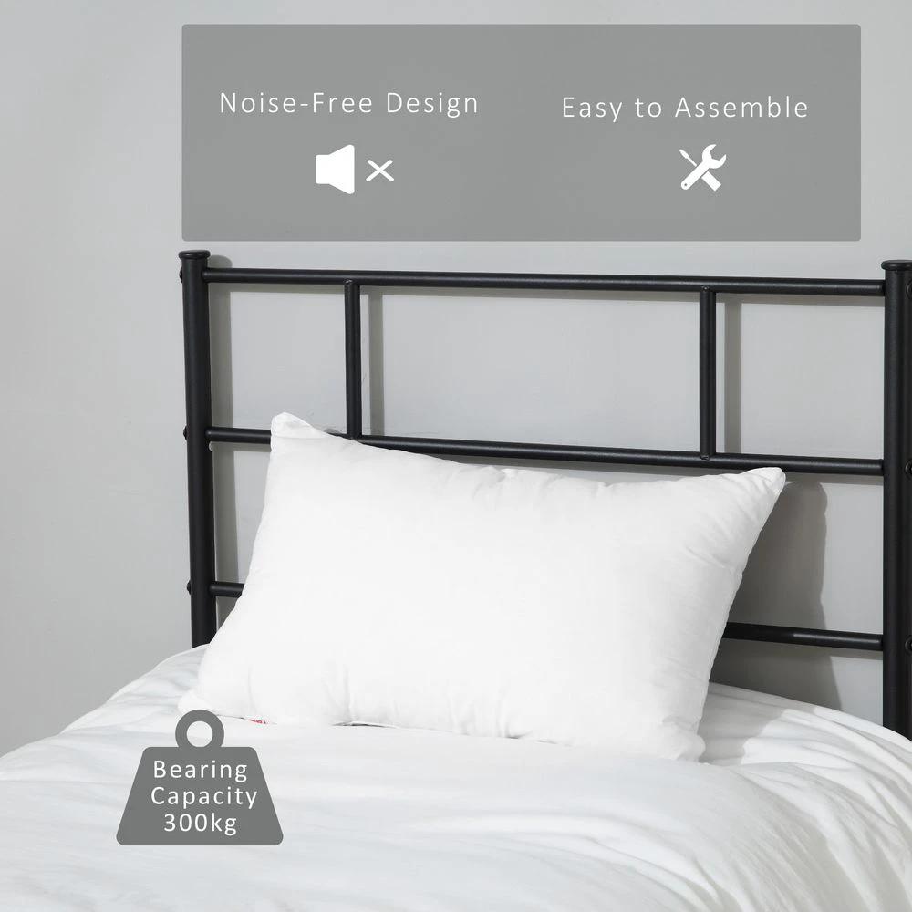 HOMCOM Single Metal Bed Frame Headboard and Footboard, Underbed Storage Space - Uncategorized Single Bed