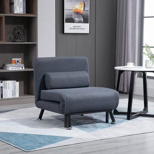 Faux Suede 5-Position Futon Single Sofa Bed Black by HOMCOM