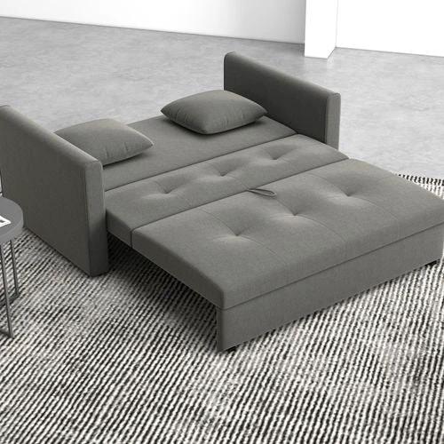 HOMCOM HOMCOM 2 Seater Sofa Bed Convertible Bed Settee w/ 2 Cushions Storage Light Grey - Sofa Bed