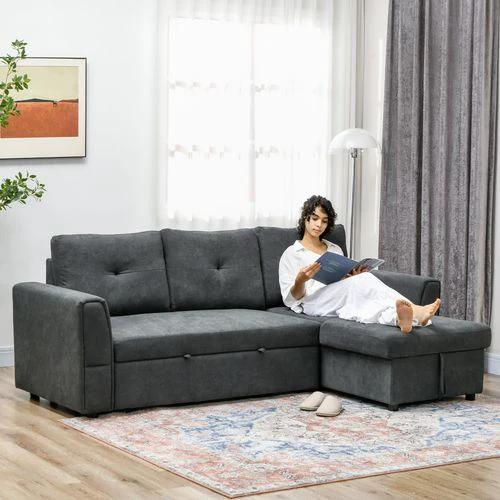 HOMCOM 3 Seater Sofa Bed, Convertible Pull Out Sofa with Storage, Dark Grey by HOMCOM