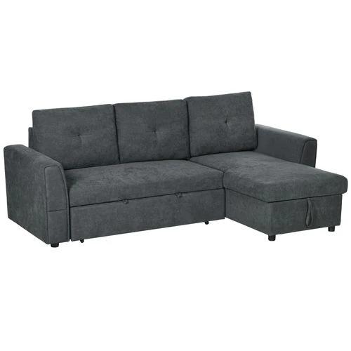 HOMCOM 3 Seater Sofa Bed, Convertible Pull Out Sofa with Storage, Dark Grey by HOMCOM