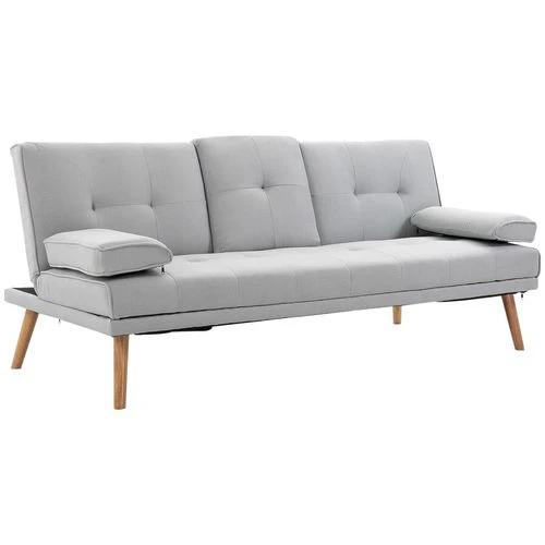 HOMCOM 3 Seater Sofa Bed Scandi Style Recliner Adjustable Back Middle Table by HOMCOM