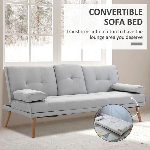 HOMCOM 3 Seater Sofa Bed Scandi Style Recliner Adjustable Back Middle Table by HOMCOM