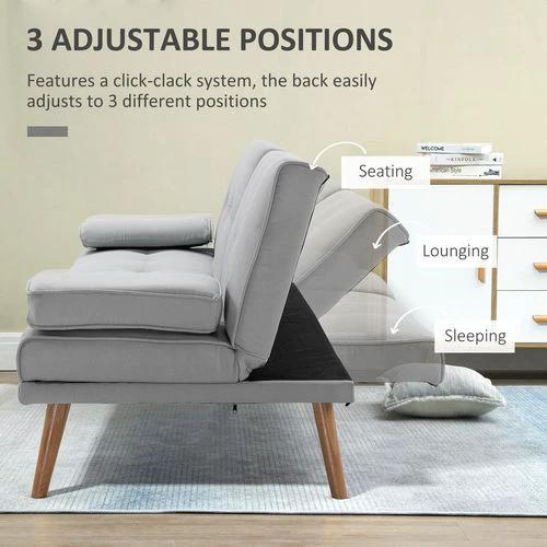 HOMCOM 3 Seater Sofa Bed Scandi Style Recliner Adjustable Back Middle Table by HOMCOM