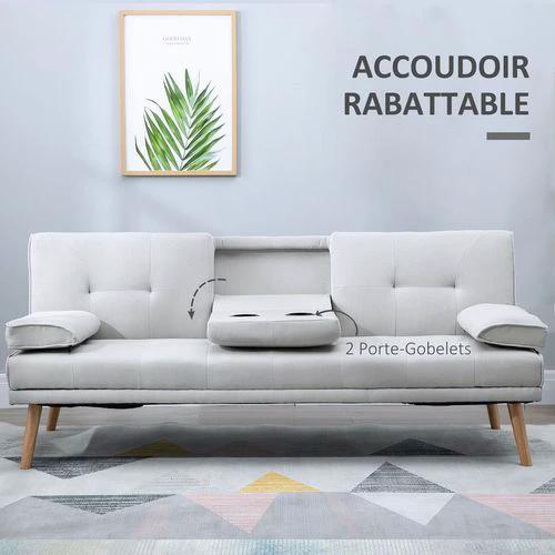 HOMCOM 3 Seater Sofa Bed Scandi Style Recliner Adjustable Back Middle Table by HOMCOM