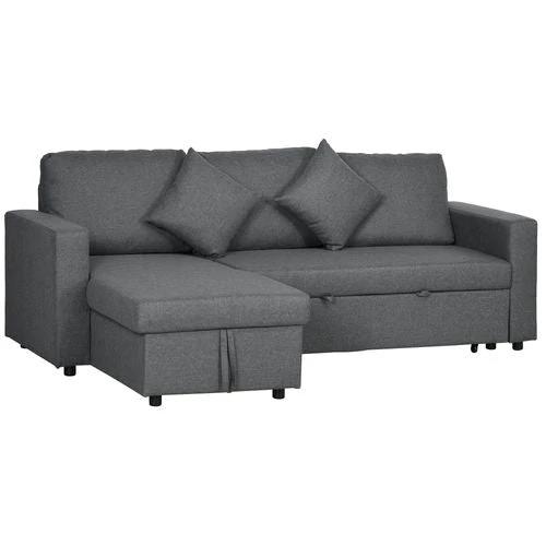 HOMCOM HOMCOM Corner Sofa Bed with Storage, 3 Seater Pull Out Sofa Bed, Dark Grey - Sofa Bed