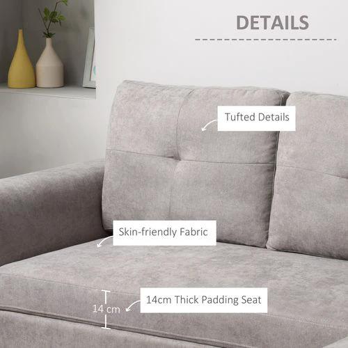HOMCOM HOMCOM Linen-Look L-Shaped Sofa Bed w/ Storage Bed Sleeper Flat Studio Grey - Sofa Bed