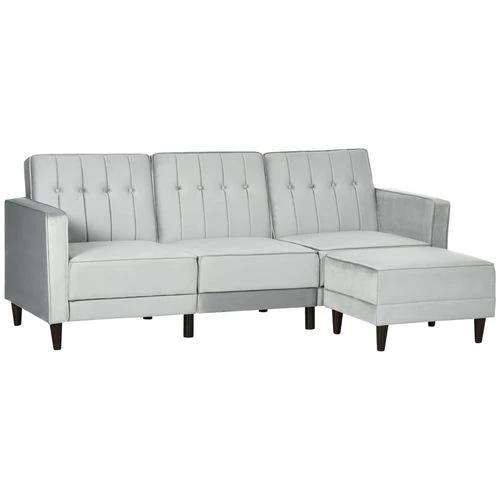 HOMCOM Upholstered Sofa Bed Reversible Sectional Sofa Set Velvet-Touch Sleeper -  Sofa Bed