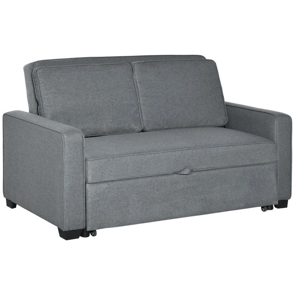 Modern 2 Seater Sofa Bed Click Clack Couch Sleeper for Living Room Grey by HOMCOM