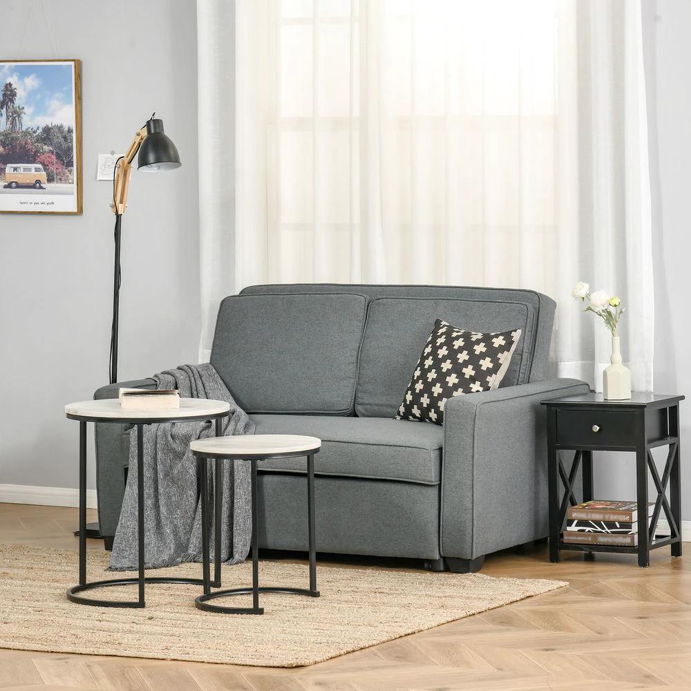 Modern 2 Seater Sofa Bed Click Clack Couch Sleeper for Living Room Grey by HOMCOM