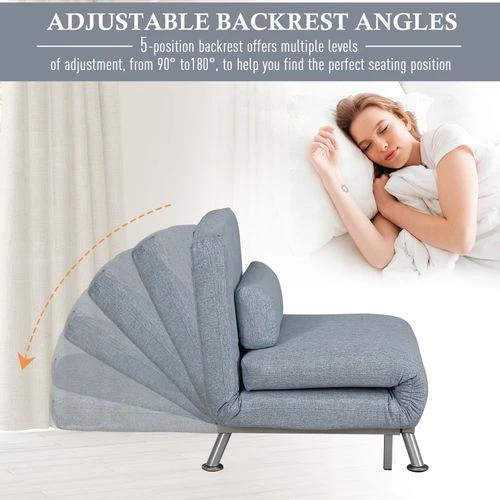 HOMCOM Single Folding 5 Position Convertible Sleeper Chair Sofa Bed Blue - Sofa Bed