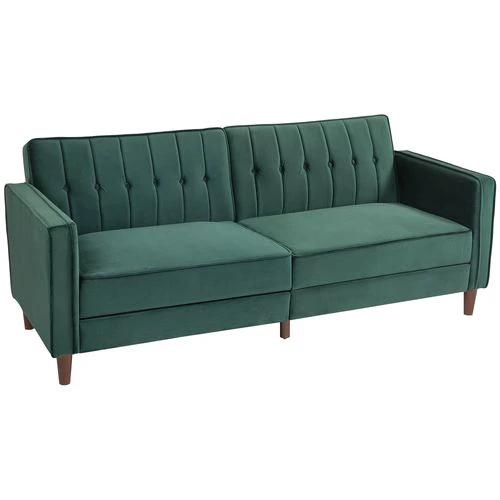 HOMCOM Convertible Sofa Futon Velvet-Touch Tufted Couch Sofa Bed - Sofa Bed
