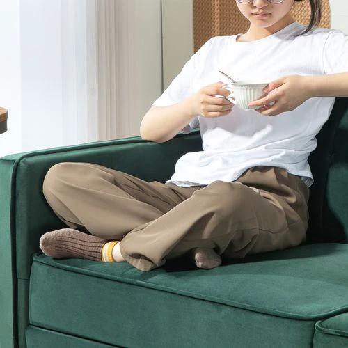 HOMCOM Convertible Sofa Futon Velvet-Touch Tufted Couch Sofa Bed - Sofa Bed