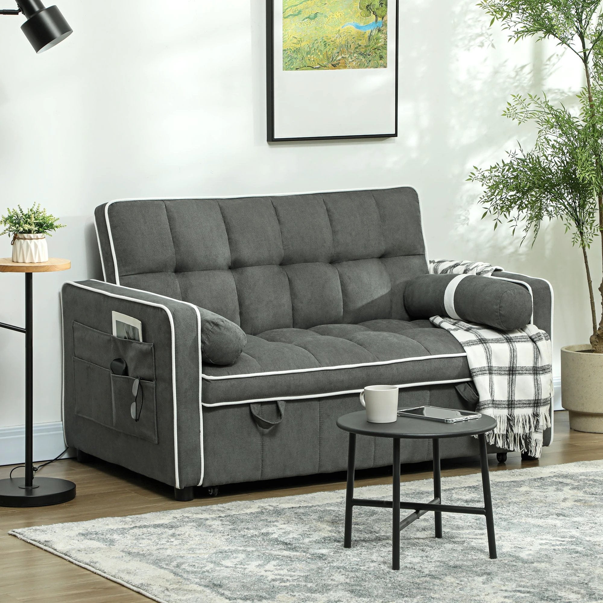 HOMCOM 2 Seater Pull Out Sofa Bed with Adjustable Backrest by HOMCOM