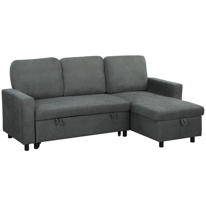 HOMCOM Pull Out Sofa Bed L Shape Corner Sofa w/ Reversible Chaise by HOMCOM