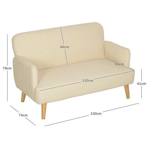 HOMCOM HOMCOM 2 Seater Sofa with 21cm Thick Padding and Wood Legs - Sofa