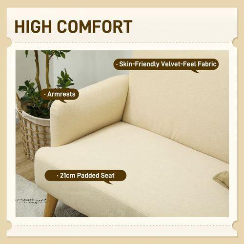 HOMCOM 2 Seater Sofa with 21cm Thick Padding and Wood Legs by HOMCOM