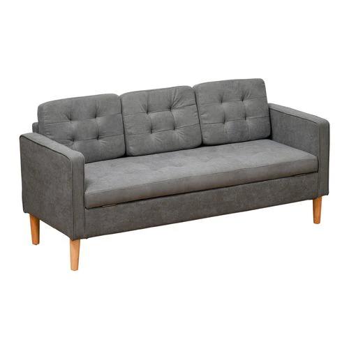 3-Seater Sofa Button-Tufted Fabric Couch with Hidden Storage, Rubberwood Legs by HOMCOM