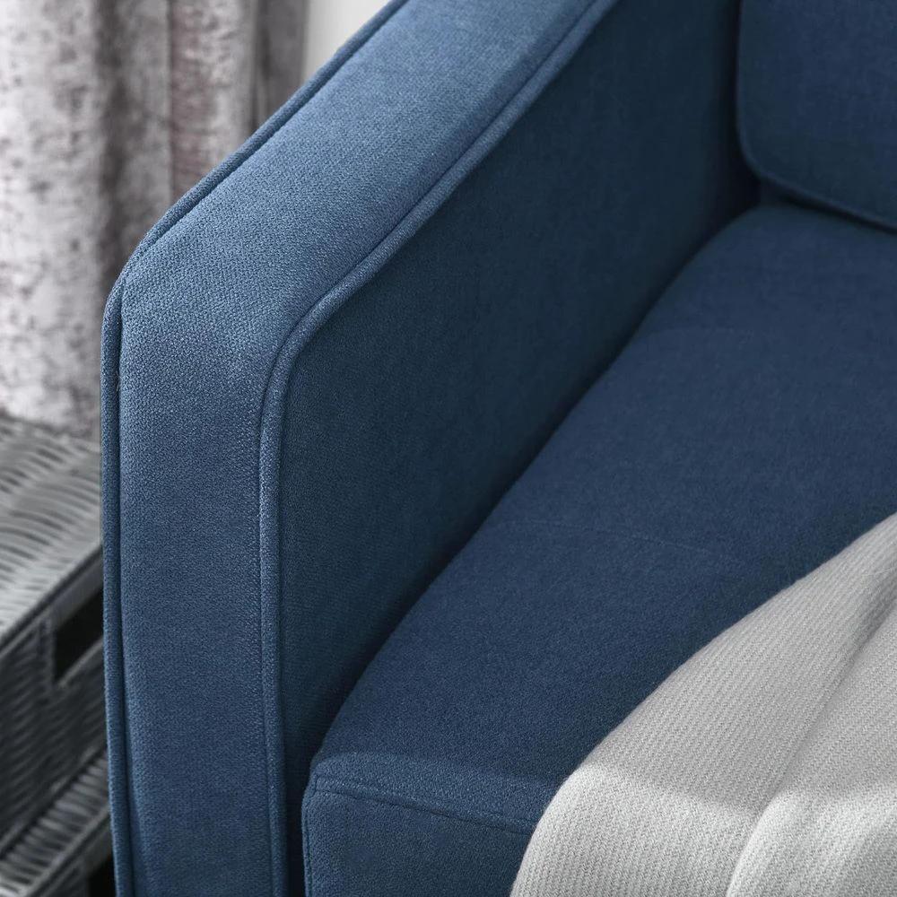 Compact Loveseat Sofa 2 Seater Sofa with Storage and Wood Legs Blue by HOMCOM