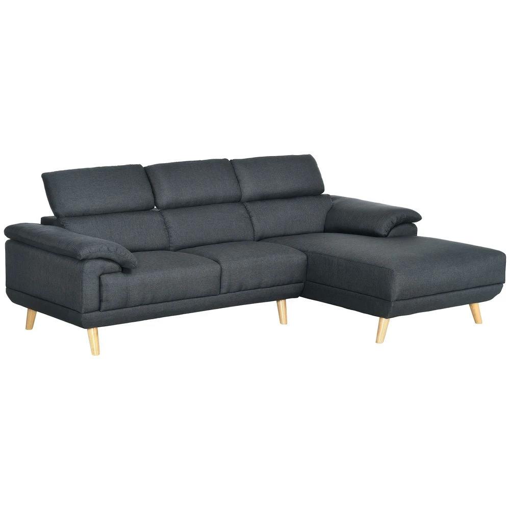 Corner Sofas for Living Room L Shaped Sofa with Adjustable Headrest Grey by HOMCOM