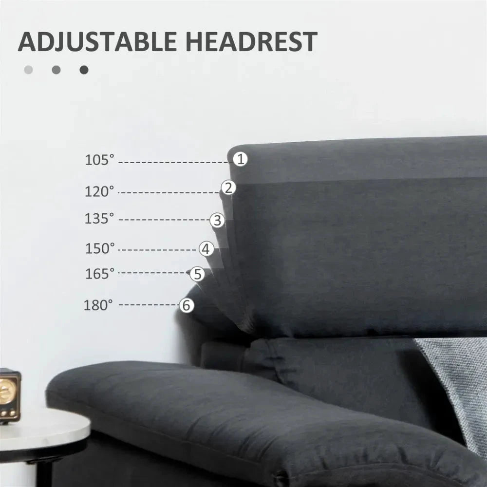 Corner Sofas for Living Room L Shaped Sofa with Adjustable Headrest Grey by HOMCOM