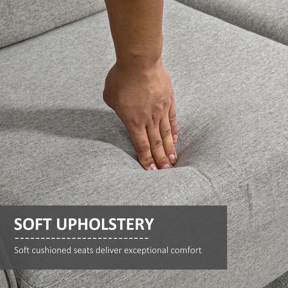 HOMCOM Double Seat Sofa Linen Upholstery Loveseat Couch w/ Armrests, Light Grey - Uncategorized Sofa