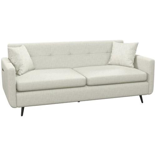 HOMCOM 2 Seater Sofa 165cm Modern Fabric Couch with Wood Legs and Pockets Beige by HOMCOM