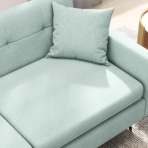 HOMCOM 2 Seater Sofa 165cm Modern Fabric Couch with Wood Legs and Pockets Blue - Sofa